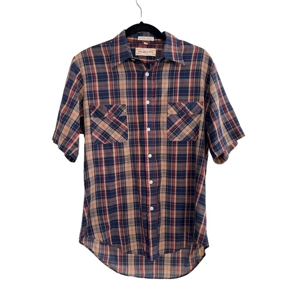 Vintage Men’s Plaid Button Up Shirt Size M Mervyn’s - Picture 1 of 4